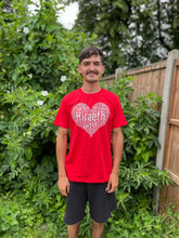 Load image into Gallery viewer, Organic Cotton Red T-Shirt White Print - Crys T Coch