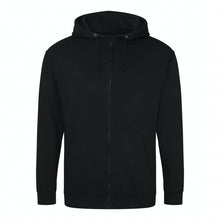 Load image into Gallery viewer, Zipped Hoodie with white print on the back
