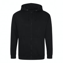 Load image into Gallery viewer, Zipped Hoodie with white print on the back